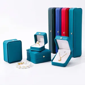 Crown Buckle PU Leather Jewelry Box Velvet Lining For Ring Necklace Bracelet Pendant Display Case High End Elegant Packaging