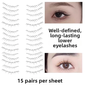 Macro detail of natural lower lash tattoo stickers showing 15 pairs of black segmented lashes