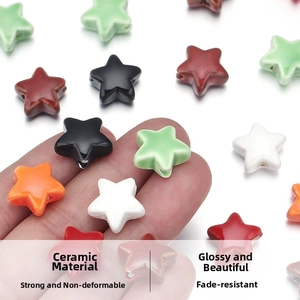 Macro shot of high gloss colorful star-shaped ceramic beads for DIY jewelry making