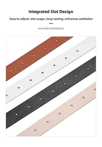 Elegant thin leather belts for women in four colors with rhinestone buckle details