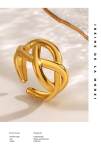 Macro shot of 18K gold plated irregular intertwined multi-layer line ring
