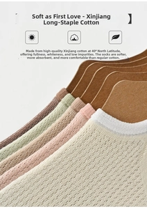 Detail of high-quality long-staple cotton mesh socks in various pastel summer colors
