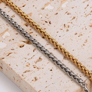 Classic woven stainless steel dragon bone wheat chain bracelets in gold and silver