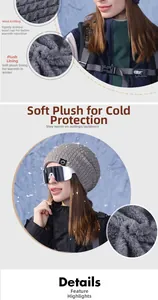 Détail du bonnet d'hiver en tricot chaud avec doublure polaire douce pour l'extérieur