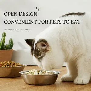 Stainless steel pet bowl set with wide open design for cats and small dogs