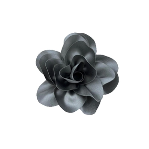 Elegant 14cm grey 3D satin floral brooch for suit decoration and hair styling accessory