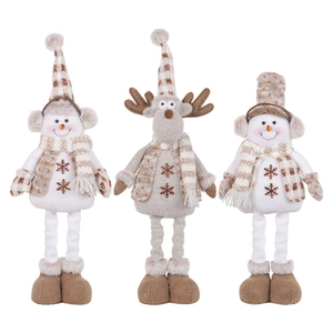 Set di 3 bambole di peluche natalizie con pupazzi di neve e renna in maglia