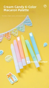 Close-up of 6-color macaron 3D popcorn pens for DIY creative drawing on yellow background