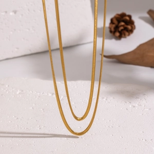 Zweilagige goldene Schlangenkette aus wasserfestem Edelstahl für den Hip-Hop-Style