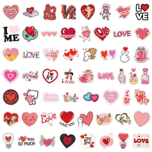 Pack of 56 Valentine's Day love heart stickers for laptops, journals, and DIY decor