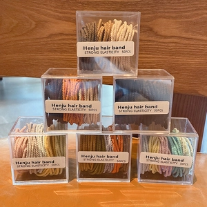Lot de 50 élastiques à cheveux spirales haute élasticité en couleurs variées en boîte