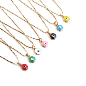 Collana Con Pendente Malocchio Rame Placcato Oro Smalto Colorato Zircone Gioielli Di Moda Regalo Per Donne
