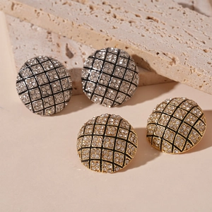 Vintage runde geometrische Strass-Ohrstecker in Gold und Silber für einen eleganten Look