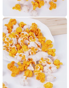 Macro detail of realistic 1:1 resin popcorn kernels for DIY crafts and jewelry making