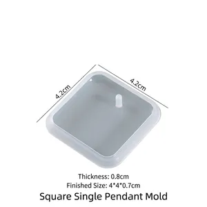 Square silicone pendant mold 4.2cm for DIY resin jewelry making with matte finish