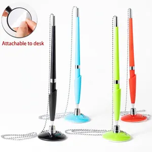 Desk Ballpoint Pen With Adhesive Base Metal Chain Security Fixed Counter Pen For Bank Office Business