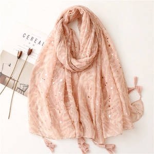 Zebra Print Scarf Long Shawl For Women Gold Foil Stamping Tassels Polyester Voile Bali Yarn Sun Protection Elegant