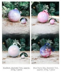 Detailed view of 7cm festive Christmas ball ornaments with star patterns and hanging strings