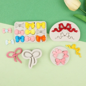 Detailliertes Set aus Silikonformen für Fondant-Schleifen in verschiedenen Formen und Größen