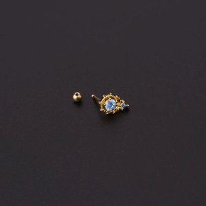 Ohrstecker aus goldenem Edelstahl mit blauen Zirkonia und praktischem Schraubverschluss