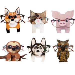 Wooden Animal Eyeglass Holder Spectacle Display Stand Desktop Organizer Home Office Decor Handmade Cute Animal Figurine