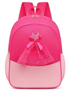 Pink ballet dance backpack for girls featuring a 3D sequin tutu dress design