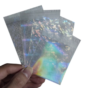 Set of four holographic laser self-sealing bags with rainbow textures for card protection