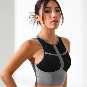 Reggiseno sportivo ad alto impatto nero e grigio per corsa e fitness professionale