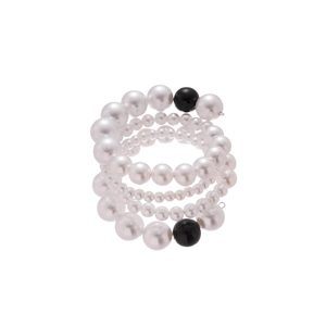 Elegant multi-layer spiral pearl bracelet with black contrast beads for women