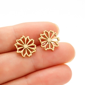 Boucles d'Oreilles Clous Fleur Ajourée en Acier Inoxydable Bijoux Géométriques Minimalistes pour Femmes Accessoires