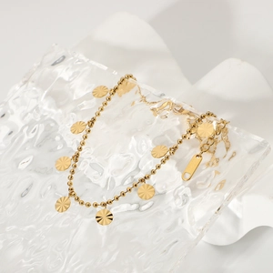 Elegant 18K gold plated 316L stainless steel anklet with sunburst disc charms for women