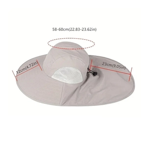 Cappello da sole uomo con tesa larga, protezione per il collo e misura 58-60cm regolabile