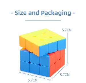 Close-up of 5.7cm 3x3x3 speed cube showing smooth rotating structure and vibrant colors