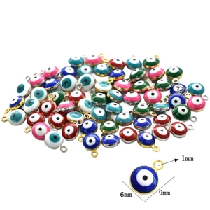 Ciondoli colorati malocchio da 6mm e 9mm con base dorata per creazione gioielli fai da te