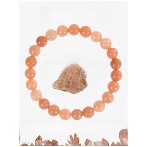 Natural orange sunstone beaded bracelet with raw gemstone and English meaning card