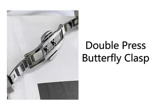 Close-up of polished silver stainless steel butterfly clasp for luxury quartz watch