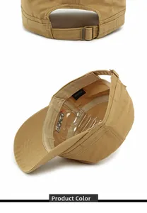Detalle de gorra militar de algodón caqui con hebilla metálica ajustable y soporte interior