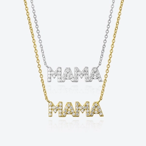 MAMA Letter Pendant Necklace 925 Sterling Silver Pavé Zircon Elegant Jewelry Gift For Women