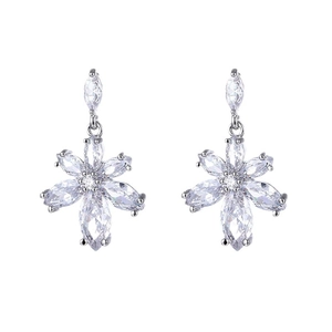 Boucles d'oreilles étoiles en argent avec fleurs en zircone étincelantes pour femmes
