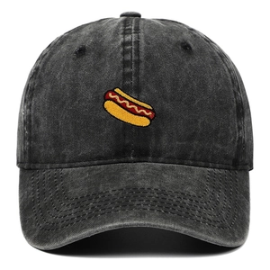 Casquette de Baseball Vintage en Coton Lavé Avec Broderie Saucisse Hot-Dog Chapeau de Soleil Extérieur Réglable Hommes Femmes
