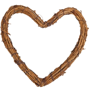 Natural brown rattan heart-shaped wreath for rustic wedding and home door decor