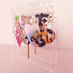 Creative clear acrylic earring organizer with mini coat hanger hooks and stable base stand