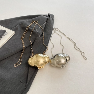 Chic gold and silver cloud-shaped mini metal shell bags with delicate bead chain straps