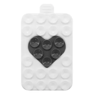 Detail of double-sided heart silicone suction cup phone holder with dual-color design