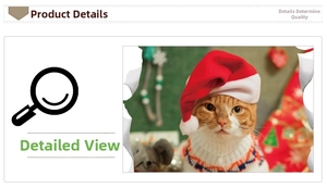 Close-up of a festive red plush cat Christmas hat and a striped knitted pet muffler scarf