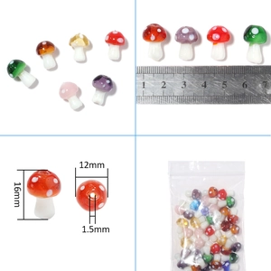 Colorful glass mushroom beads 16x12mm for DIY jewelry making set of 10 pieces