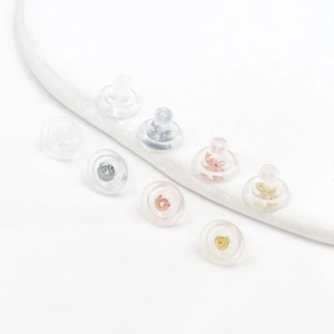 Silicone Earring Backs With Metal Core Gold Plated Secure Flying Saucer Stopper Replacement For DIY Jewelry Making