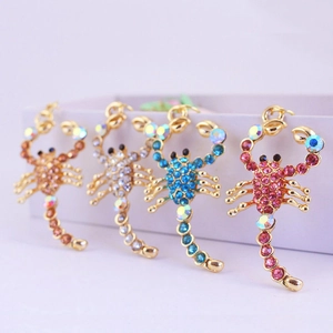 Scorpion Keychain Crystal Rhinestone Zinc Alloy Metal Animal Pendant Car Bag Charm For Women Gift Sparkly