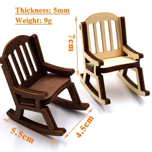 Miniature wooden rocking chair model with 5mm thickness and 7cm height detail view