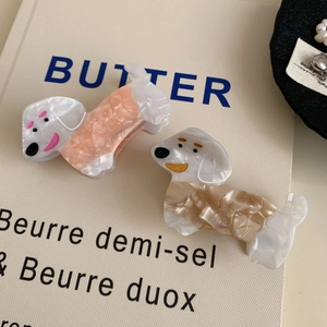 Cute acetate dachshund hair claws with marble texture for stylish women hairstyles
